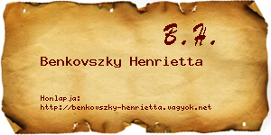 Benkovszky Henrietta névjegykártya